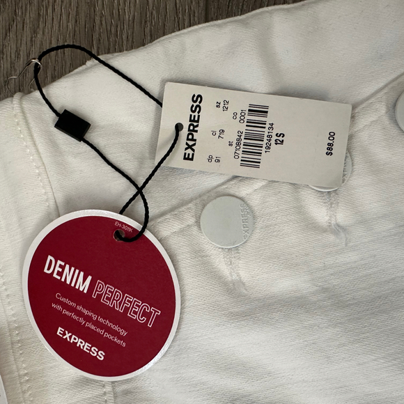 NWT Express Ankle Legging Super High Rise White Jeans - Size 12 Short - Picture 5 of 8